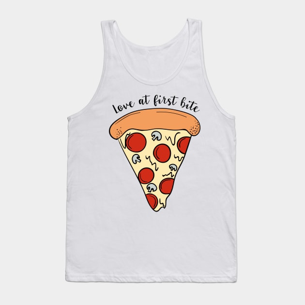 Love At First Bite, Tasty Funny Pizza Tank Top by Dreamy Panda Designs